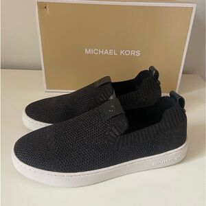 Michael Kors Juno Knit Slip On Sneaker Women's Size 7.5 Stretch Black/Bronze